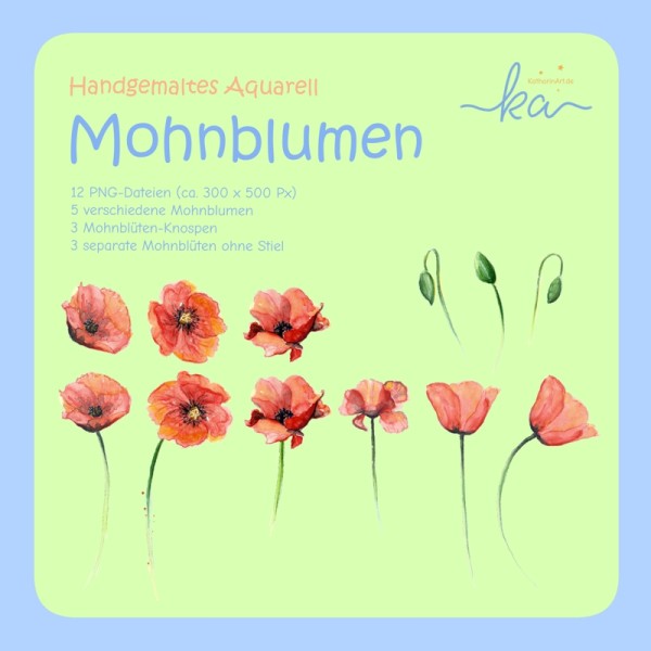 Aquarell-Mohnblumen