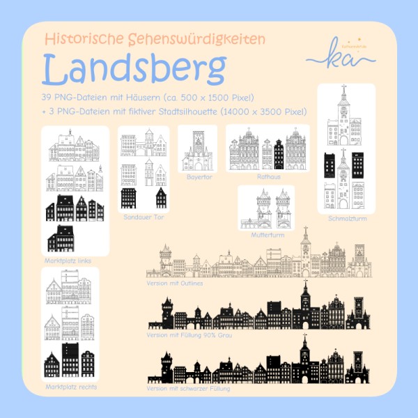 Cliparts Historische Sehenswürdigkeiten Landsberg