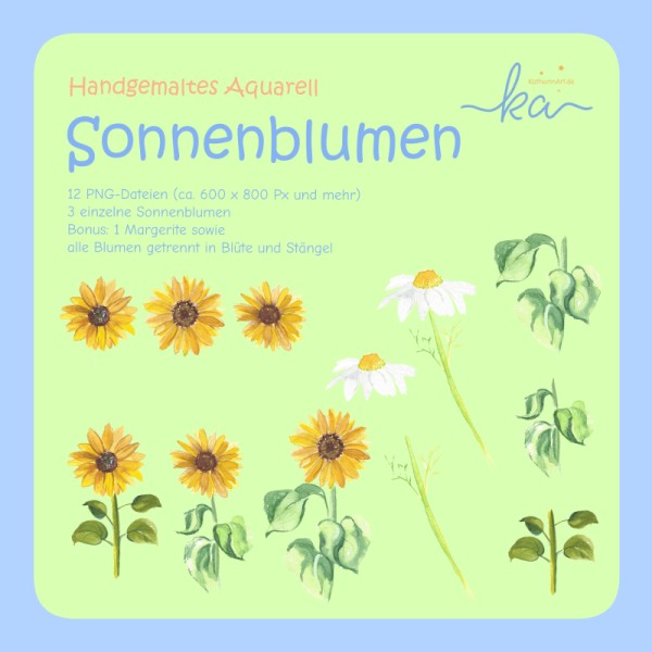 Aquarell-Sonnenblumen